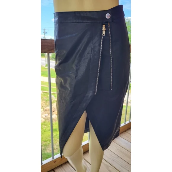 Forever 21 Faux Leather Pencil Skirt, Black, S - Picture 2 of 14